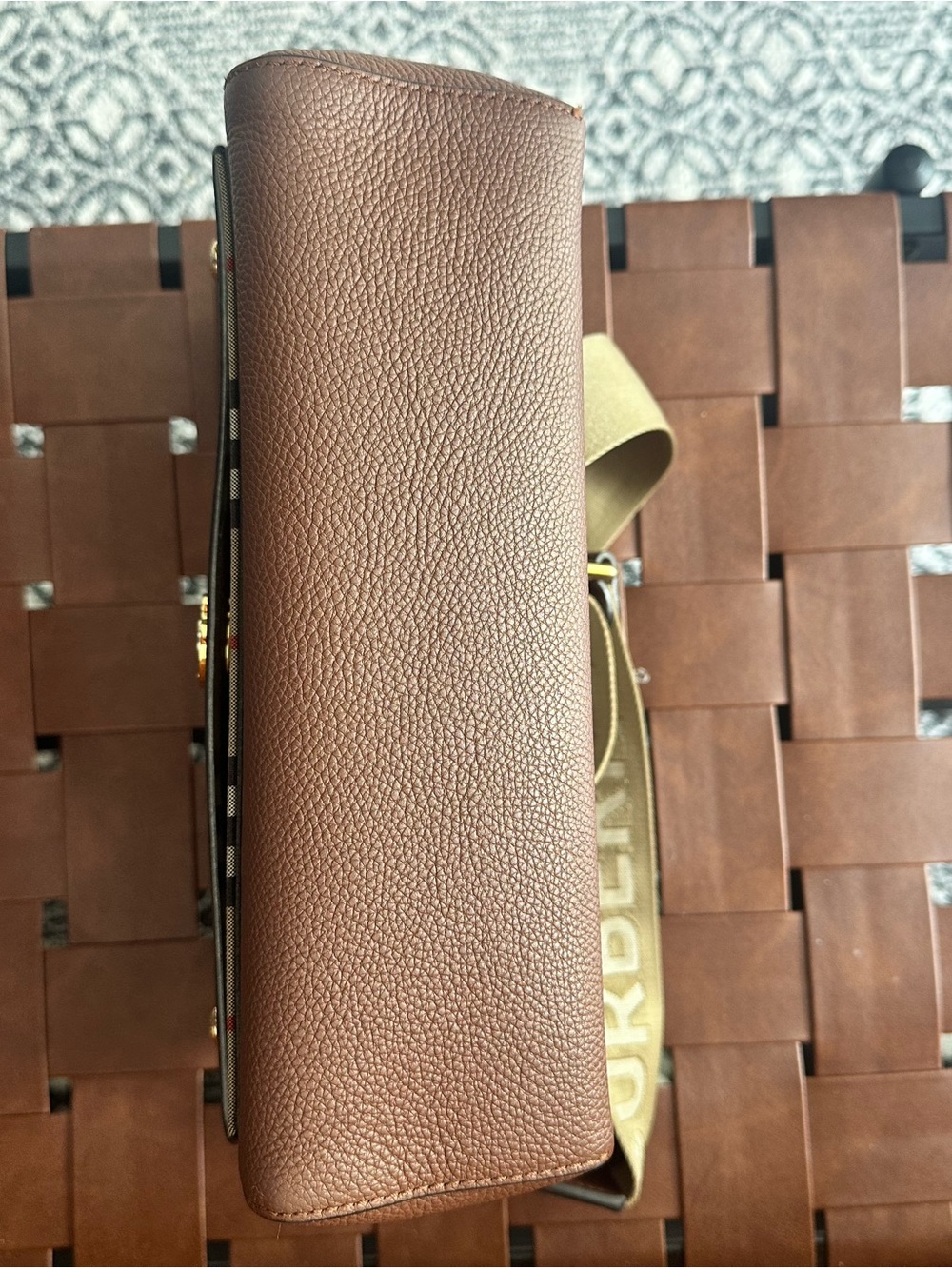 Burberry Brown Leather Messenger Bag with Tan Logo Strap - Picture 10 of 10